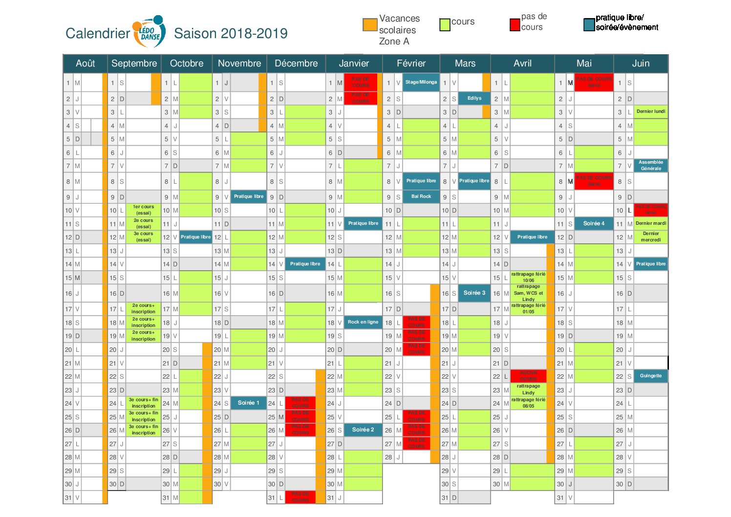 Planning fin de saison