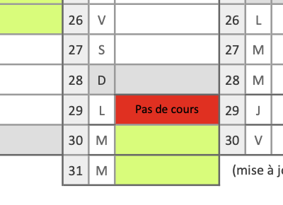 Erratum planning annuel : mois de Mai 2023