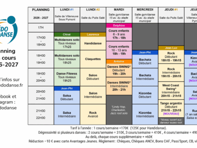 Le planning de la saison 2026-2027 !